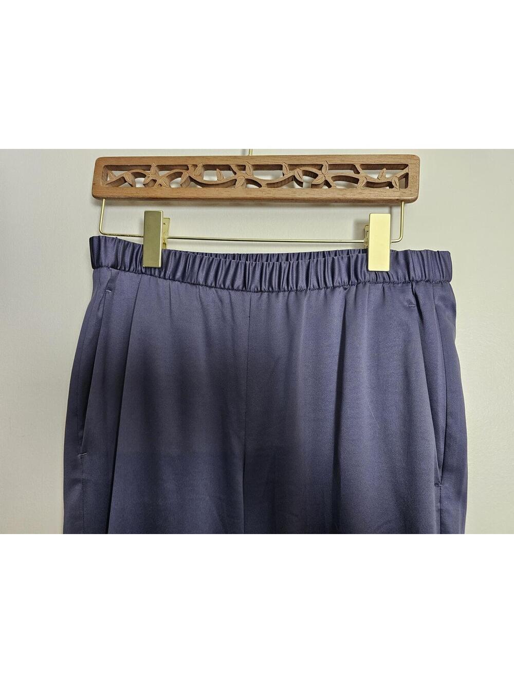 Eileen Fisher Pants Deep Blue Womens XS Satin Wide Leg